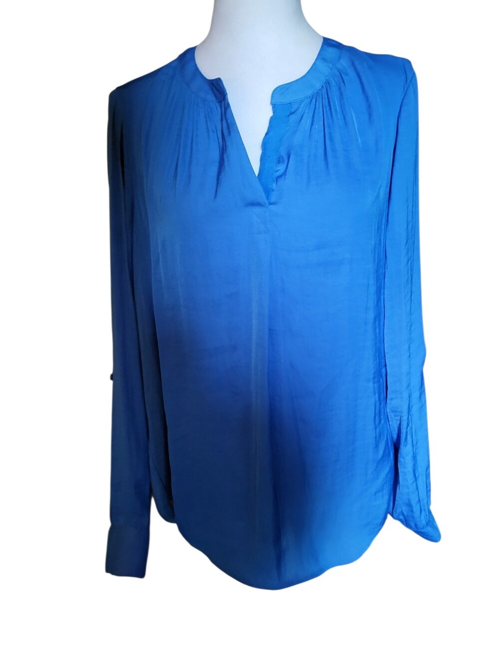 Simply Vera Long-Sleeve V-Neck Blouse Blue sz M